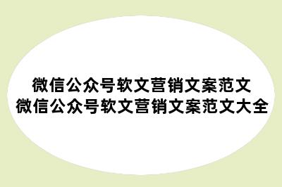 微信公众号软文营销文案范文 微信公众号软文营销文案范文大全
